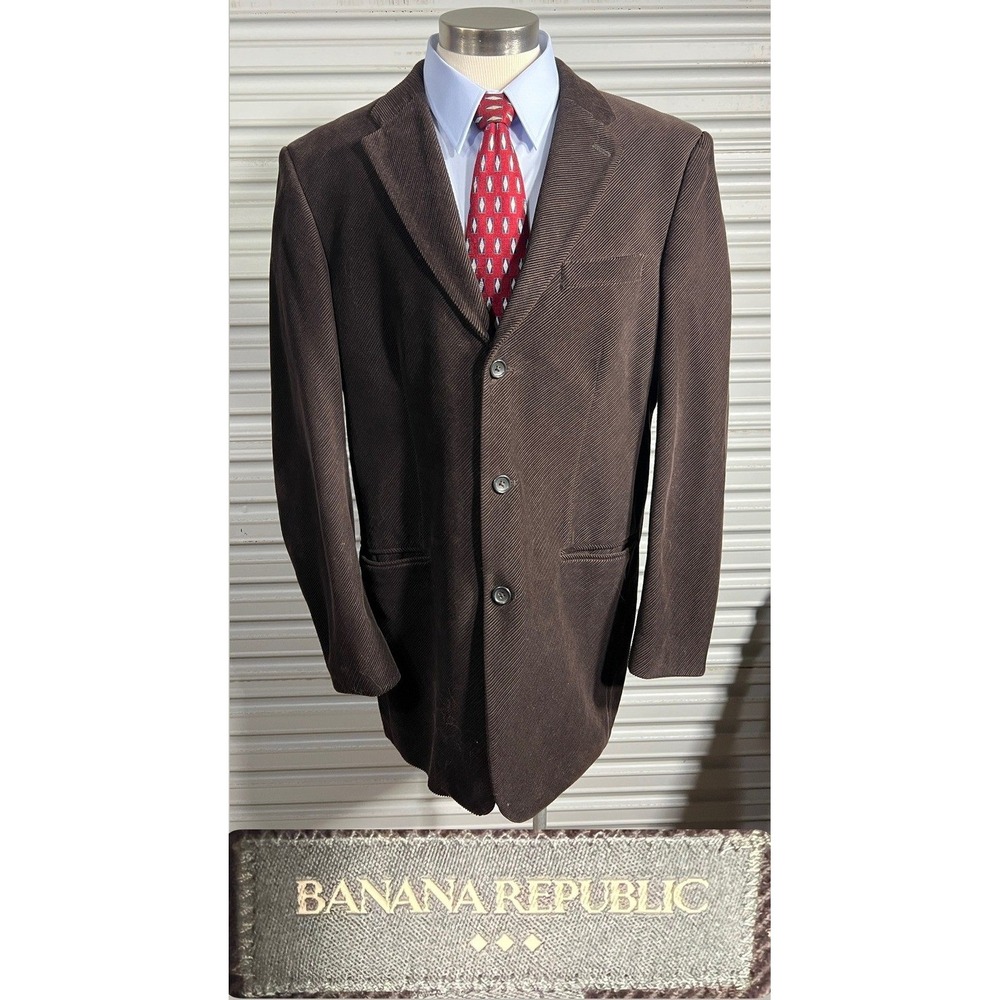 Banana Republic Mens Brown Corduroy 3 Button Blazer‎ Jacket 42L Cotton Tailored